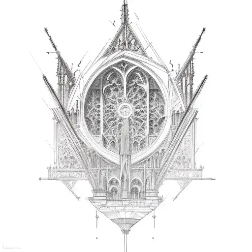 Intricate Line Work Forming A Gothic Cathedral Silhouette