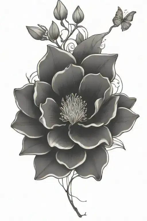 Long Stew With Flowers And Small Magnolia On Top And Fineline