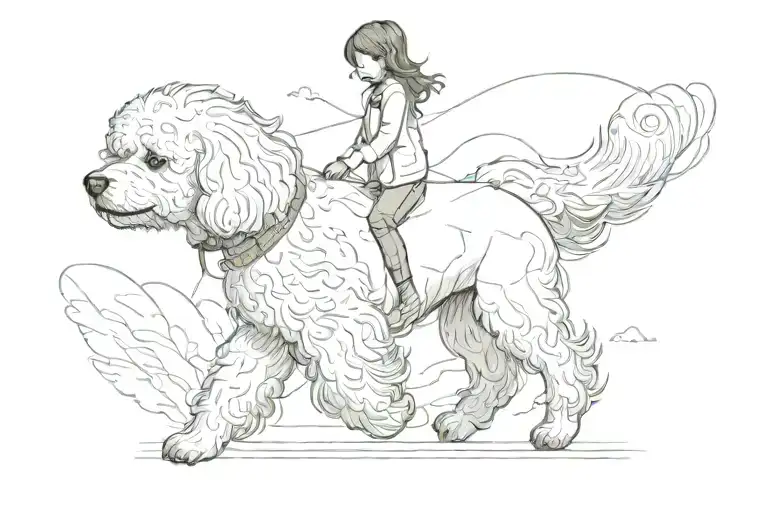 A Girl Walking A Bichon Dog