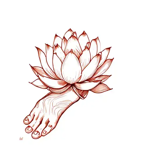 Lotus Arabic Style Tattoo Up The Foot