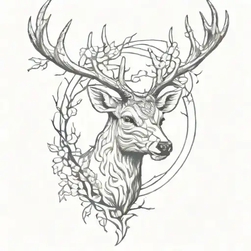 Deer Head With Trees Looking Through Lens