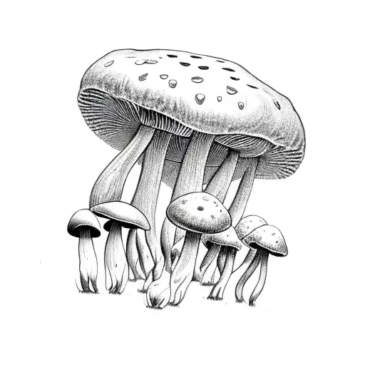 Mushroom With Dna Strand As The Stem Of The Mushroom