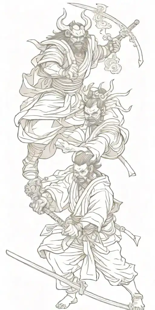 One Japanese Demon And One Samurai Holding The World Together While Fighting