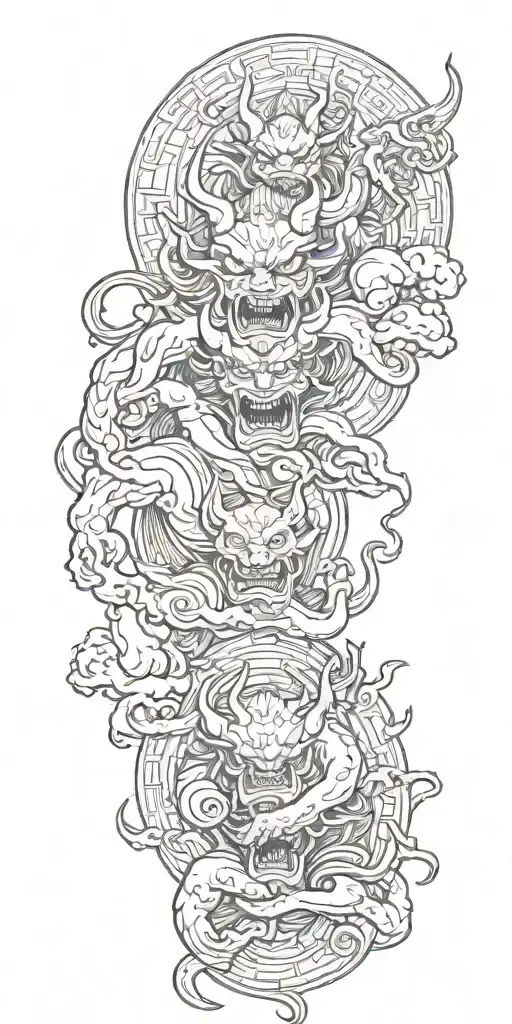 Two Japanese Demons Holding The World From Below Together While Fighting
