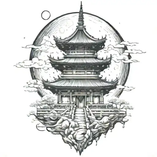 The Moon Is Above The Pagoda