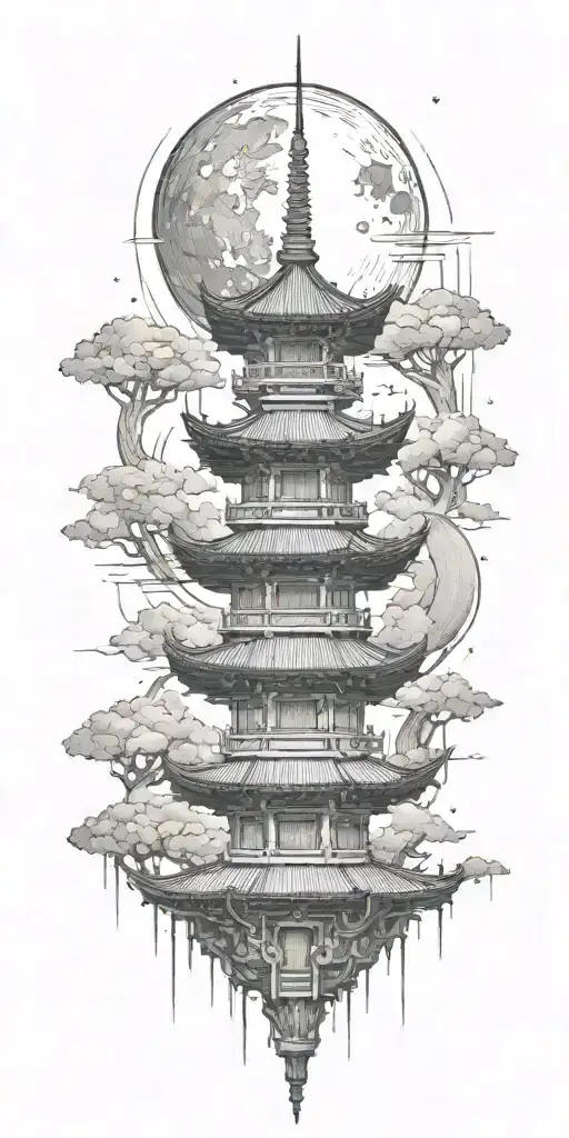 The Moon Is Above The Pagoda