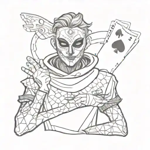 Playing Card Harlequin In A Mask With A Blank Face In A T-shirt And