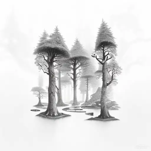 A Mystical Forest Landscape With Hidden Symbols Of Irish History