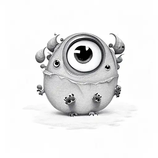 Cute Little Monster With Big Eyes And The Letter L Is Integrated In Its Body