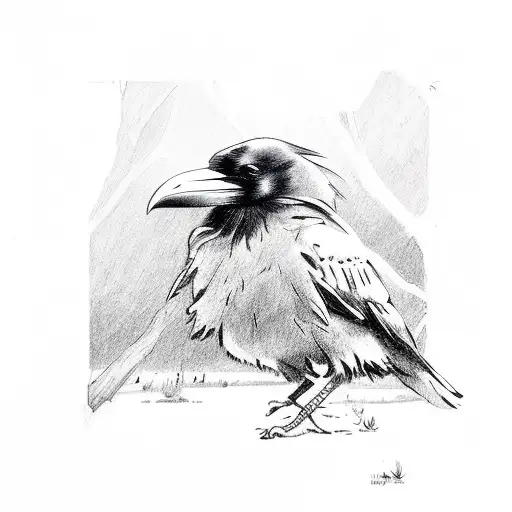 Raven On The River Bank