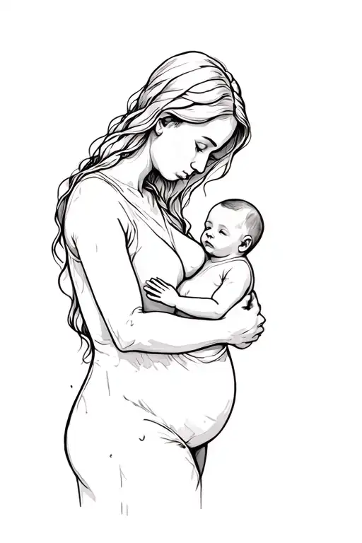 Miscarriage Mom And Stillborn Baby Tattoo Idea