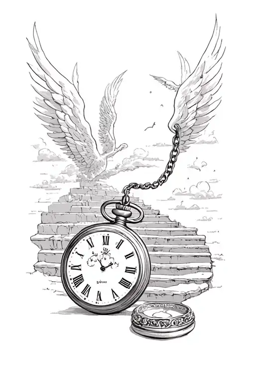 Pocket Watch And Heaven Stairs Going Into Heaven