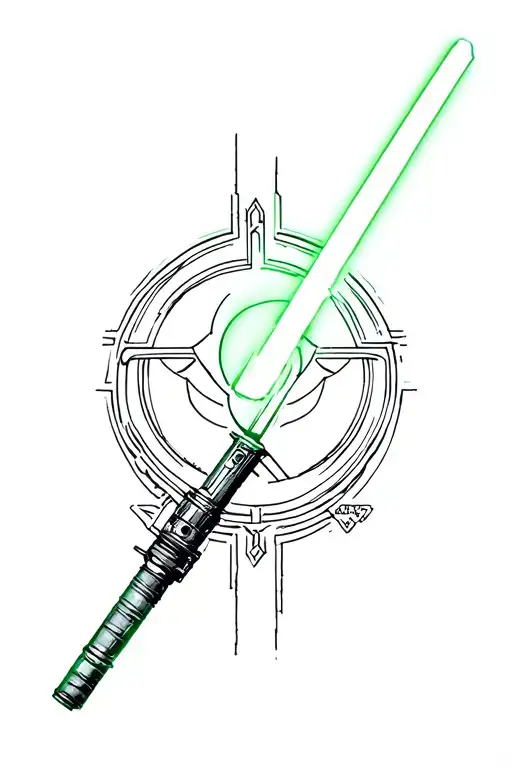 Green Lightsaber With Star Wars Rebel Alliance Symbol Minimalist