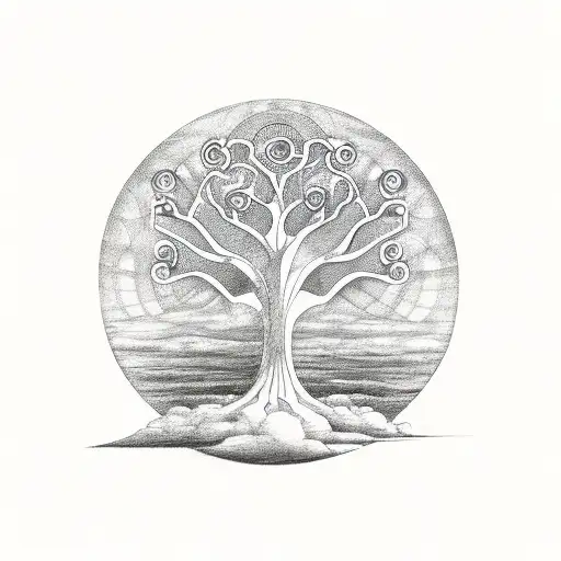 Fibonacci Circle With Type O Negative Logo And Tree