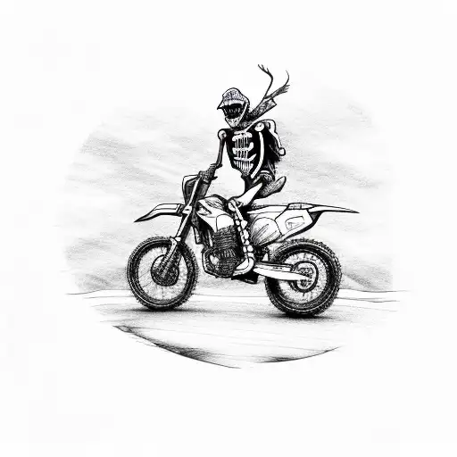 Skeleton Riding A Dirt Bike