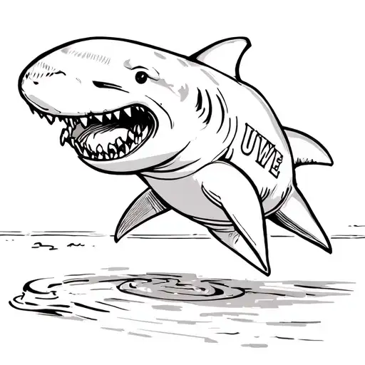 Shark Holding A Rugby Ball Which Says Uwe In It