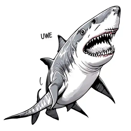 Shark With A Rugby Ball Which Says Uwe In It