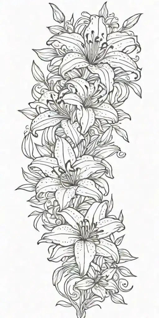 Single Line Fineline Tiger Lily Flower