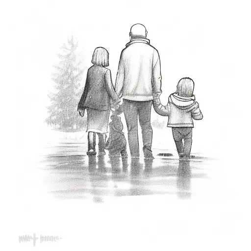 Photo Of Mom And Dad Walking Their Kid Looking Away From The Picture