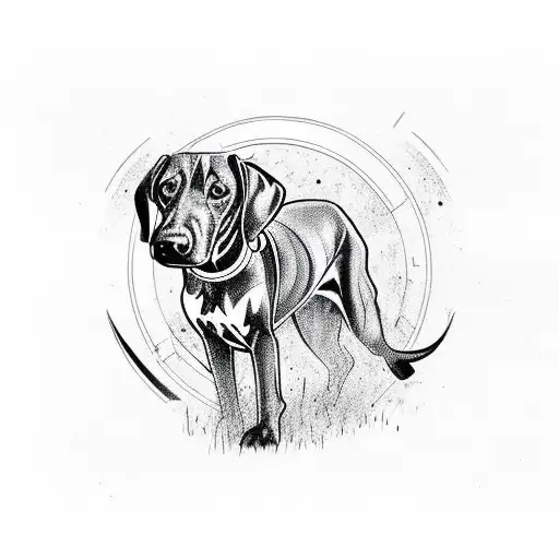 A Stylized Football Design Incorporating Elements Of A Doberman And Labrador