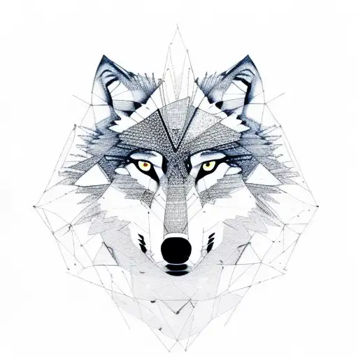 Wolf In A Forest Surrounded By A Guitar