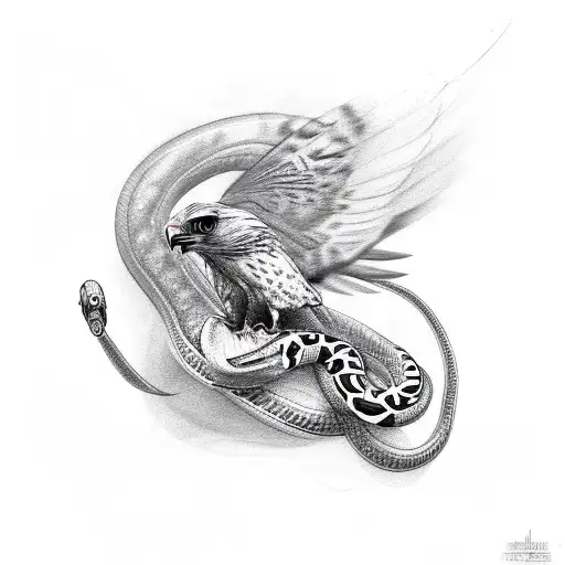 Hawk Swooping Up Snake On Thigh