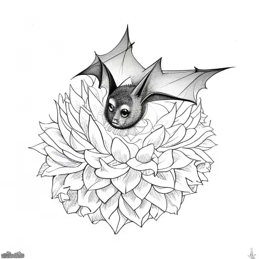Bat With Dahlia