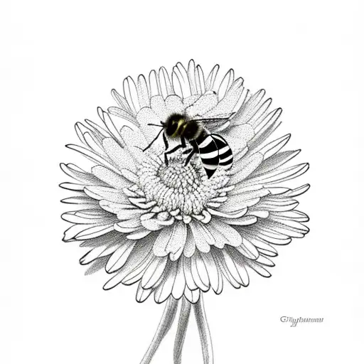 Chrysanthemum With Bee