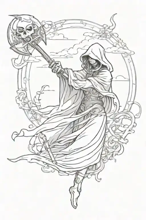 A Woman Defeating The Grim Reaper