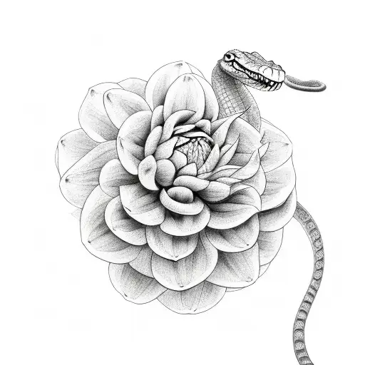Snake With Dahlia
