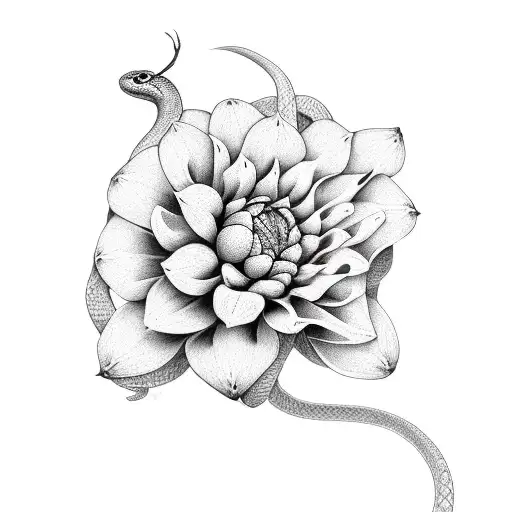 Snake With Dahlia