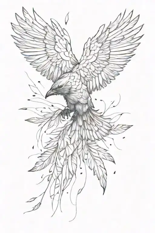 Small Crow And Falling Feathers