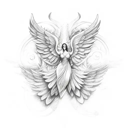 One Angel Wing One Rose In The Shape Of Wings