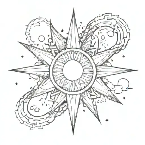 Four-sided Star Inside The Sun And New Moon