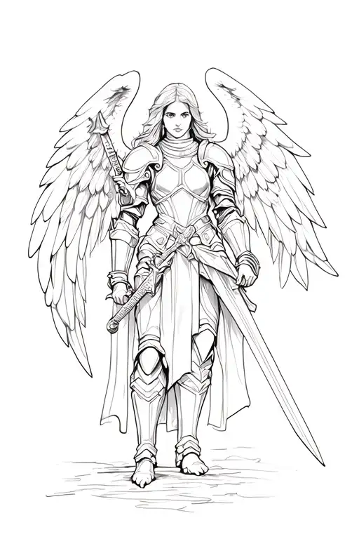 Angelic Warrior In Armour Holding A Sword