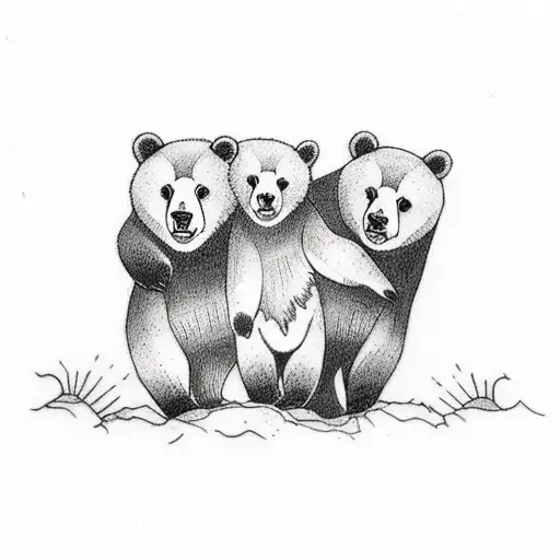 A Tattoo Of A Bear Family Hugging Each Other