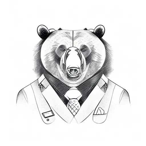 Bear Wearing A Suit Holding A Briefcase