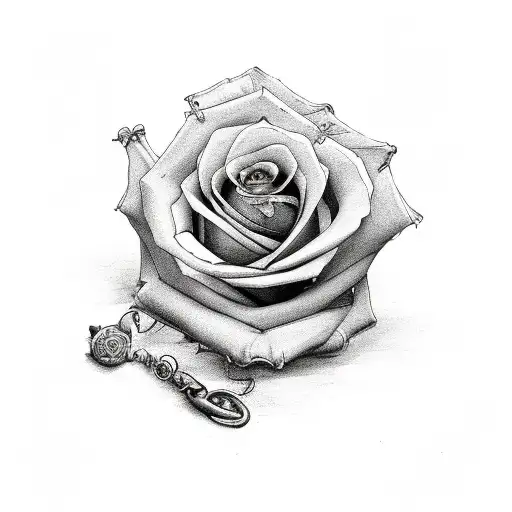 Scroll With Roses And Pocket Watch