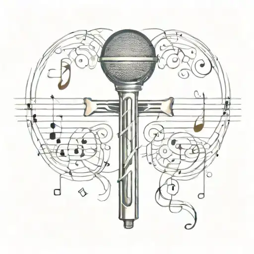 Microphone And Music Notes Forming A Cross Symbol