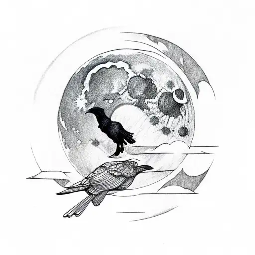 Moon With A Raven