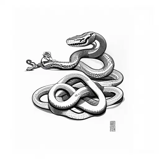 Snake With Rose And Sword