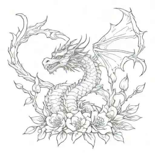Dragon In Sakura Flowers Collarbone-shoulder
