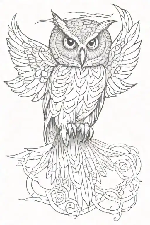 Sketch Owl Flying
