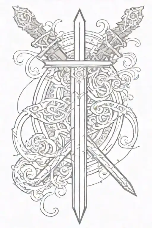 Faith Family Sword Letter C Behind It