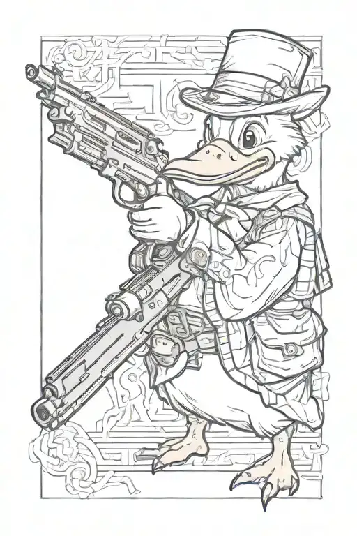 Dinald Duck Holding A Gun