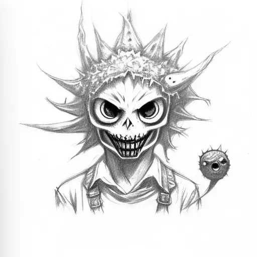 A Sketchy Portrait Of Skull Kid From Majora's Mask With A Mysterious And Eerie Vibe