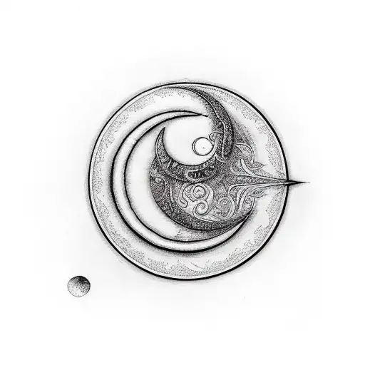 An Elegant Crescent Moon With Intricate Wiccan Symbols