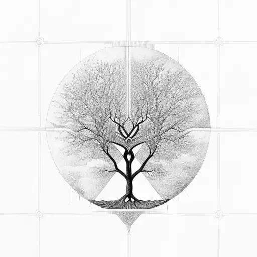 Tree Of Life Eco Brutalism Half Sleeve