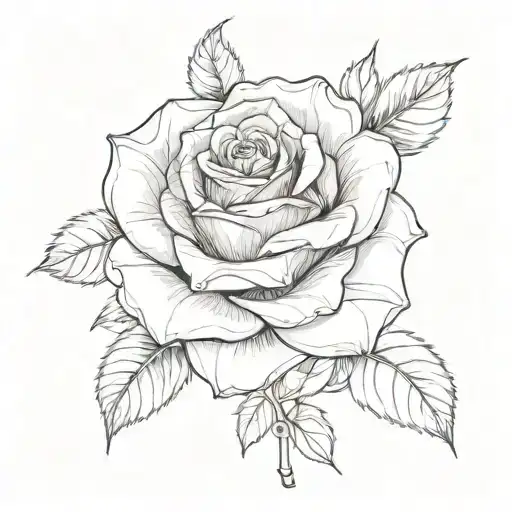 Rose And Thislte Intertwined One Stem Wrapped