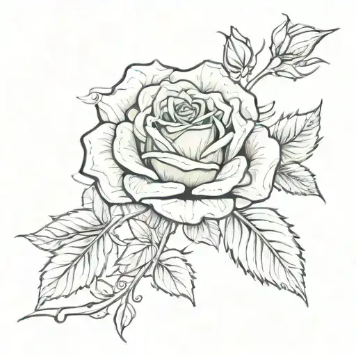 Rose And Thislte Intertwined One Stem Wrapped